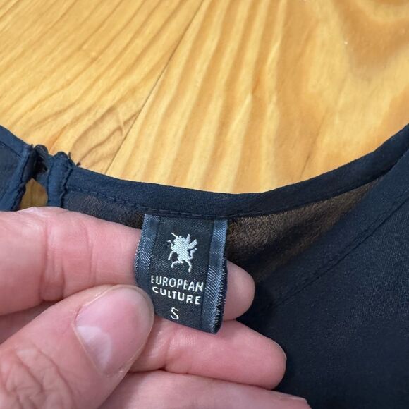 European Culture Dress Cotton Silk Blend Navy Blue Made In Italy Size SMALL - Picture 4 of 11